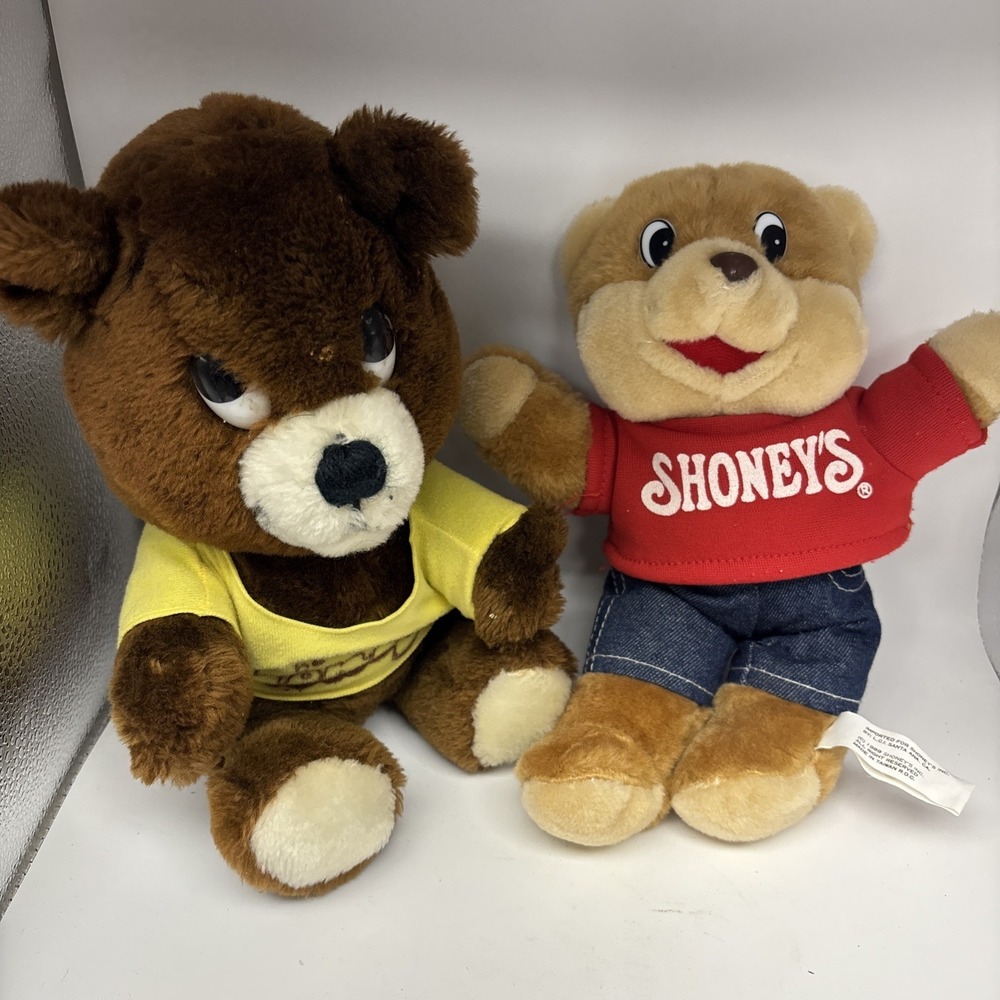 VTG 1986 And 1975 Shoney's Restaurant Bear Plush Lot Of 2